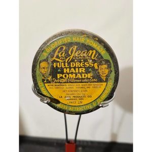 LA JEAN PRESSING OIL COMPOUND NICE GRAPHICS EMPTY ANTIQUE ADVERTISING TIN BOX